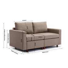 Load image into Gallery viewer, 2 Seat Module Sectional Sofa Couch With 1 Ottoman for living room,Seat Cushion and Back Cushion Non-Removable and Non-Washable,Brown
