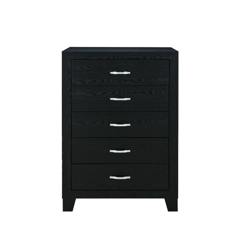 49" Wood Five Drawer Dresser - Black