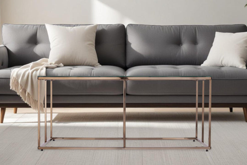 Glass And Metal Coffee Table - Clear / Champagne