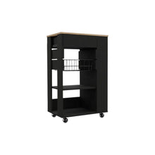 Load image into Gallery viewer, 22" Rolling Kitchen Cart With Storage - Natural / Black
