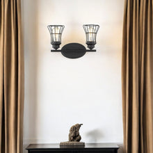Load image into Gallery viewer, Two Light Cage Wall Sconce - Matte Black
