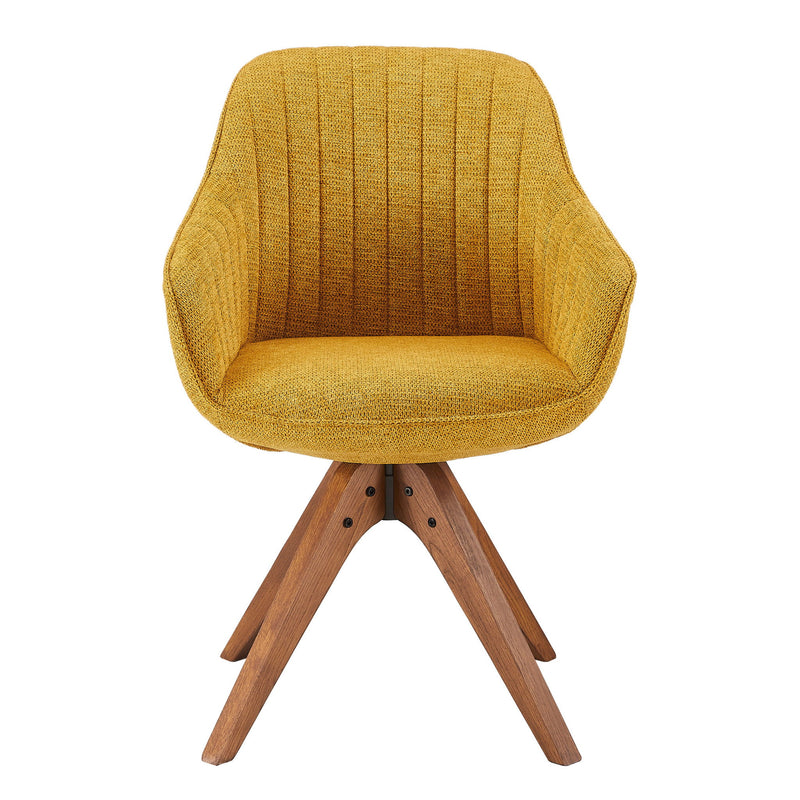 Fabric And Natural Swivel Arm Chair 23" - Yellow