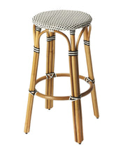 Load image into Gallery viewer, Rattan Backless Bar Height Bar Chair - Natural Black And White
