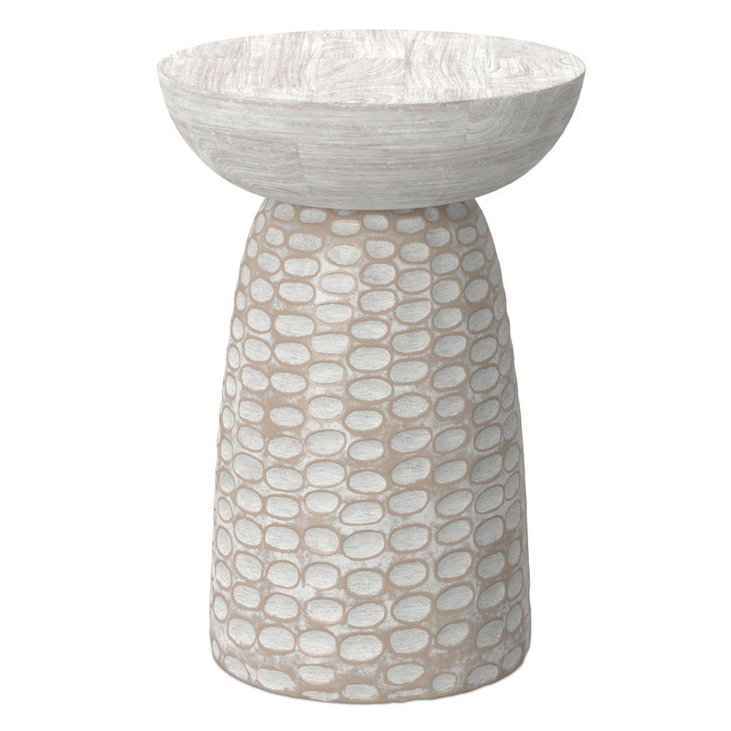 Round End Table - White