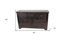 Load image into Gallery viewer, Wood Seven Drawer Triple Dresser - Brown
