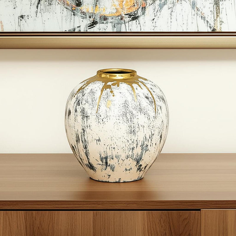 Modern Abstract Table Vase (574217) - Gray / Gray / Ivory