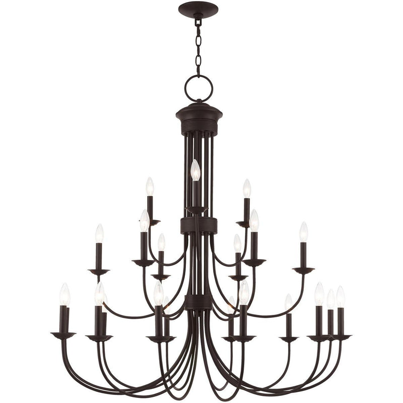 44" Multi Light Dimmable Chandelier With Shades - Bronze