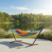 Load image into Gallery viewer, Striped Double Hammock - Green / Red / Yellow
