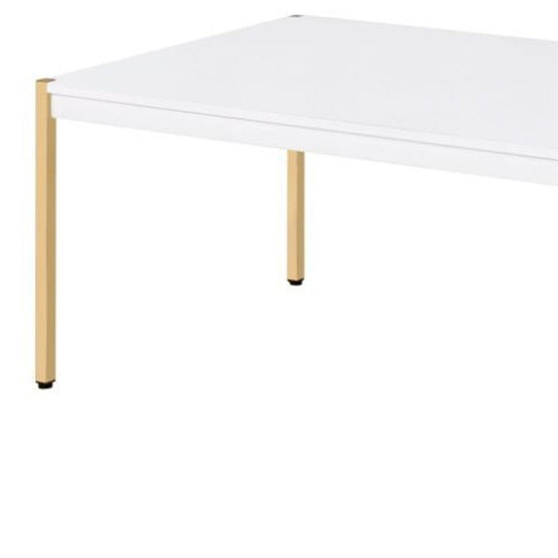 Manufactured Wood And Metal Rectangular Coffee Table - Gold And White