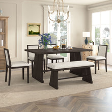 Load image into Gallery viewer, Dining Set With Rectangular Table, 4 Upholstered Chairs &amp; 1 Padded Bench
