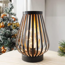 Load image into Gallery viewer, Metal Lantern Bedside Lamp LED With Black Novelty Shade - Black
