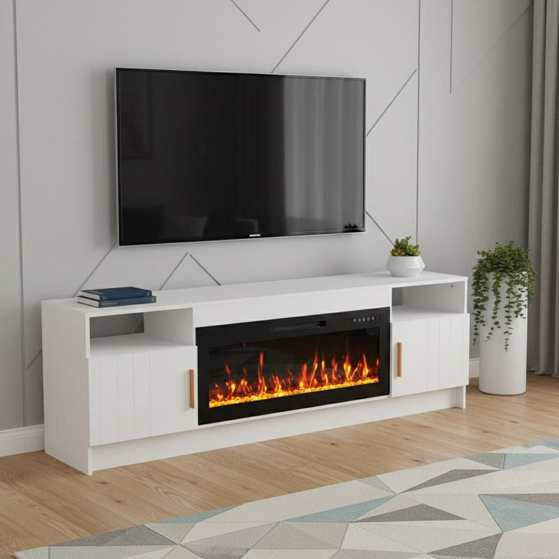 Wood Fireplace Entertainment Center With Fireplace (723800) - White