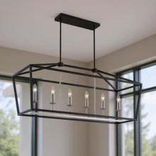 Load image into Gallery viewer, Candle Style Six-Light Metal Dimmable Chandelier - Black
