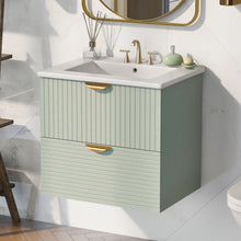 Load image into Gallery viewer, Modern Wall-Mounted Bathroom Vanity With 2 Drawers, Ideal For Small Bathrooms - Green
