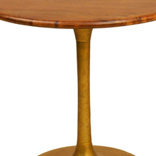 Load image into Gallery viewer, 30" Rounded Solid Wood And Iron Pedestal Base Dining Room Table - Brown
