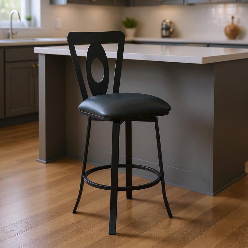 42" Faux Leather Swivel Counter Height Bar Chair - Gray / Black