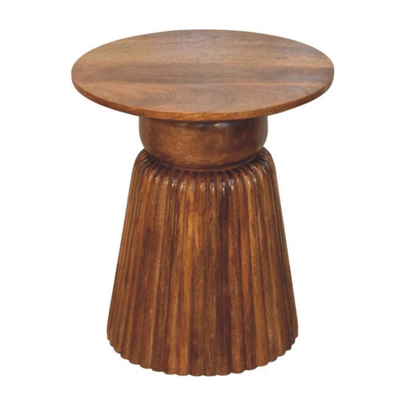 Round Pedestal End Table - Amber