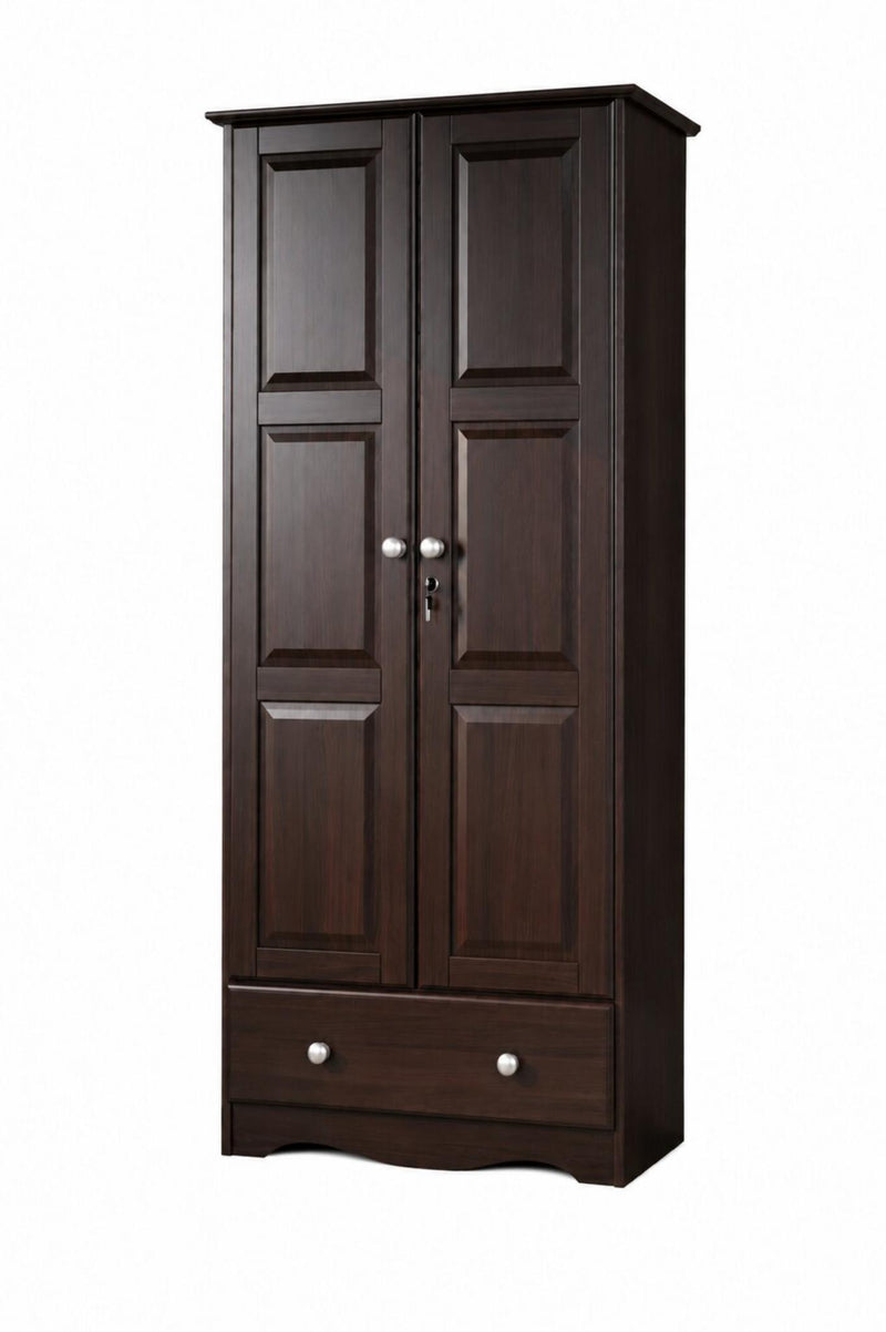 Solid Wood Two Door Single Drawer Combo Dresser (762944) - Espresso