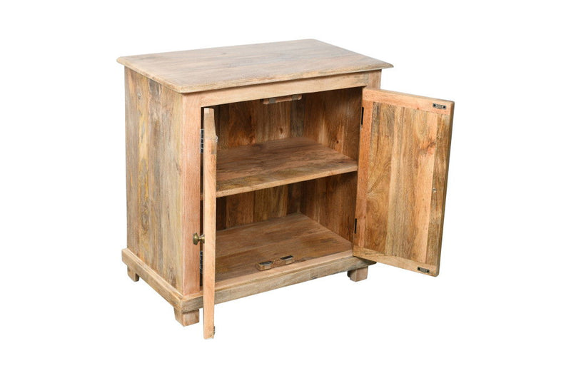 28" Distressed Solid Wood Nightstand With Storage - Natural