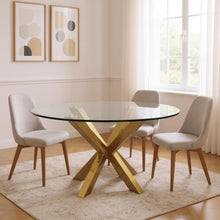 Load image into Gallery viewer, 54" Glass And Metal Round Top Dining Table - Clear
