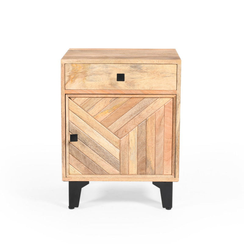 Wood One Drawer Nightstand (727683) - Beige