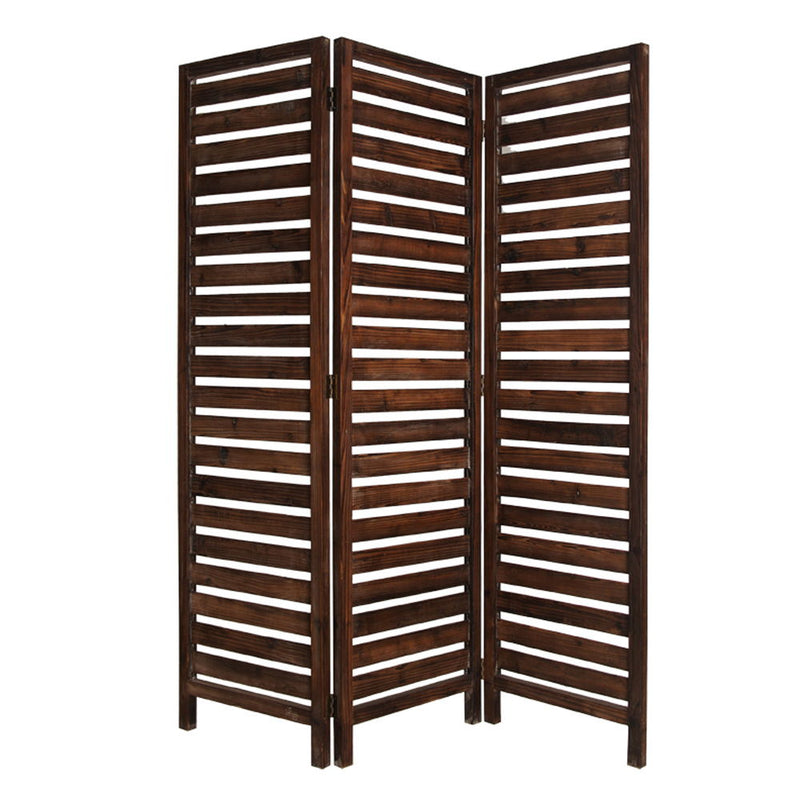 63" x 72" 3 Panel Solid Wood Fortress Screen - Brown