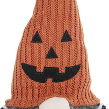 Load image into Gallery viewer, Sitting Gnome With Knit Hat, For Halloween Decor - Black / Orange / White
