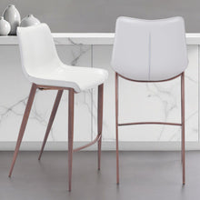 Load image into Gallery viewer, 30" Steel Low Back Bar Height Bar Chairs (Set of 2) - White And Brown

