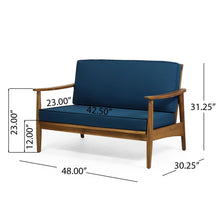 Load image into Gallery viewer, Outdoor Acacia Wood Loveseat Set With Coffee Table
