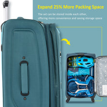 Load image into Gallery viewer, Softside Luggage Expandable 3 Piece Set Suitcase Upright Spinner Softshell Lightweight Luggage Travel Set

