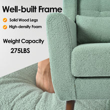 Load image into Gallery viewer, Modern Accent Chair, Teddy Fabric Living Room Chairs Comfy Reading Chair, Mid Century Accent Chair, Lounge Arm Chairs Armchair For Living Room Bedroom - Light Green
