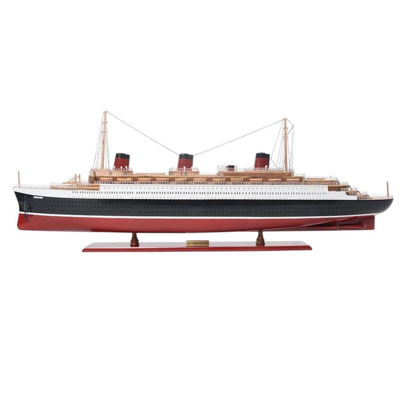 Normandie Large Boat Hand Painted Decorative Boat - Black / Red