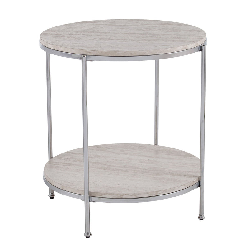 Manufactured Wood Iron Rectangular End Table With Shelf - Chrome