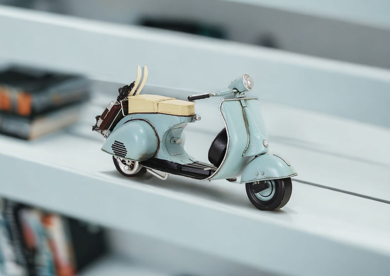 Hand Painted Model Motorcycle Tabletop Sculpture - Blue / Black
