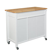 Load image into Gallery viewer, 42" Butcher Block And Iron Rolling Kitchen Cart With Storage - Natural / White
