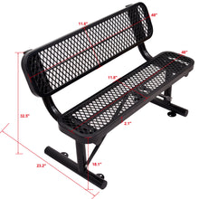 Load image into Gallery viewer, 6' Outdoor Steel Bench With Backrest
