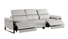 Load image into Gallery viewer, Top Grain Leather Reclining Metal USB Sofa (720325) - Light Gray

