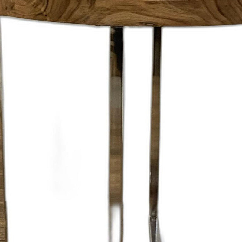 Modern Rustic Side Or End Table - Light Brown / Silver