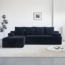 Load image into Gallery viewer, L - Shaped Sectional Sofa With Side Pockets, Wireless Charging, USB Ports, Cup Holder, Bluetooth Speaker, Reversible Lounge Chaise - Black
