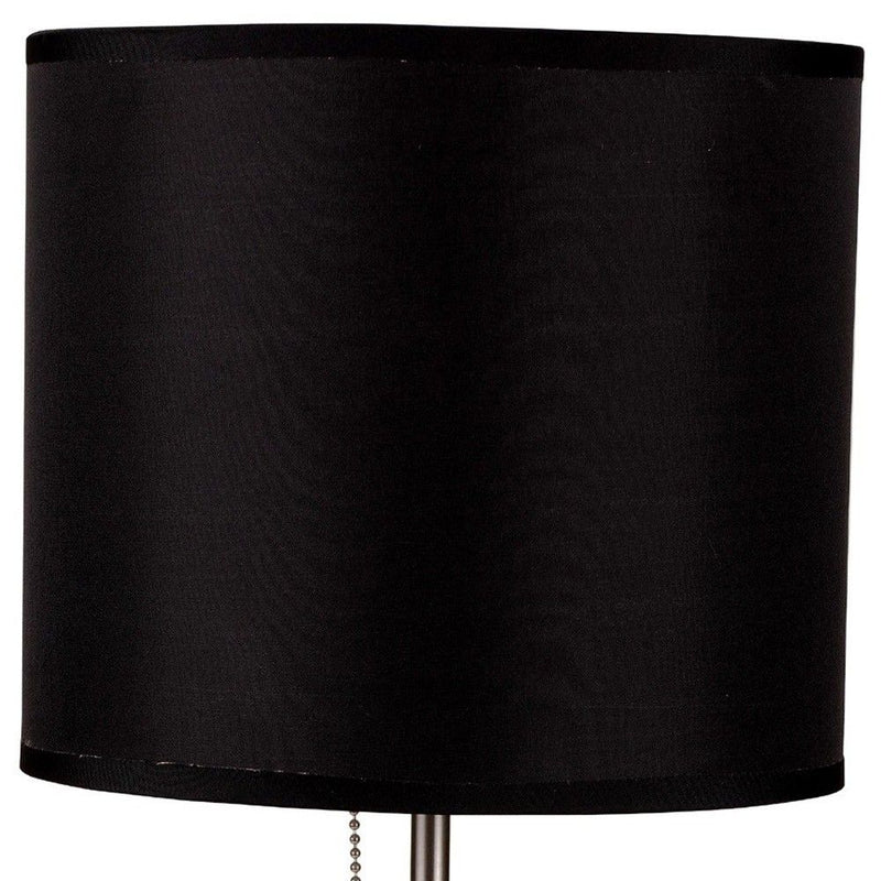 Metal Candlestick Table Lamp With Black Classic Drum Shade - Silver