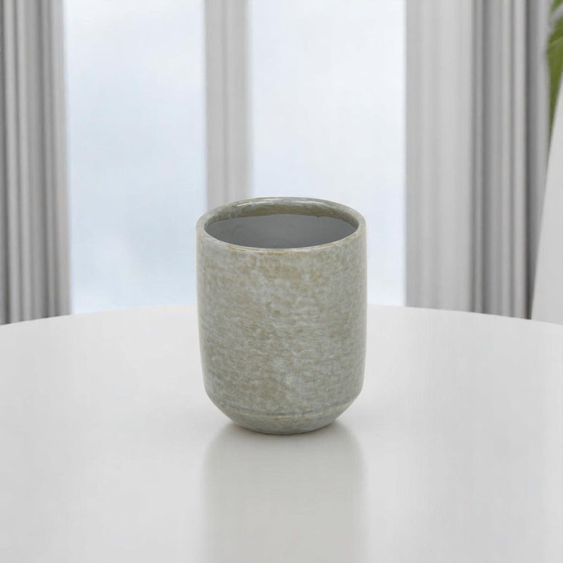 Crackle Mosaic Round Pot Planter (487390) - Gray