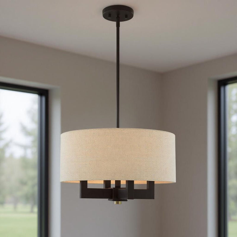 Four Light Dimmable Chandelier With Shades - Bronze