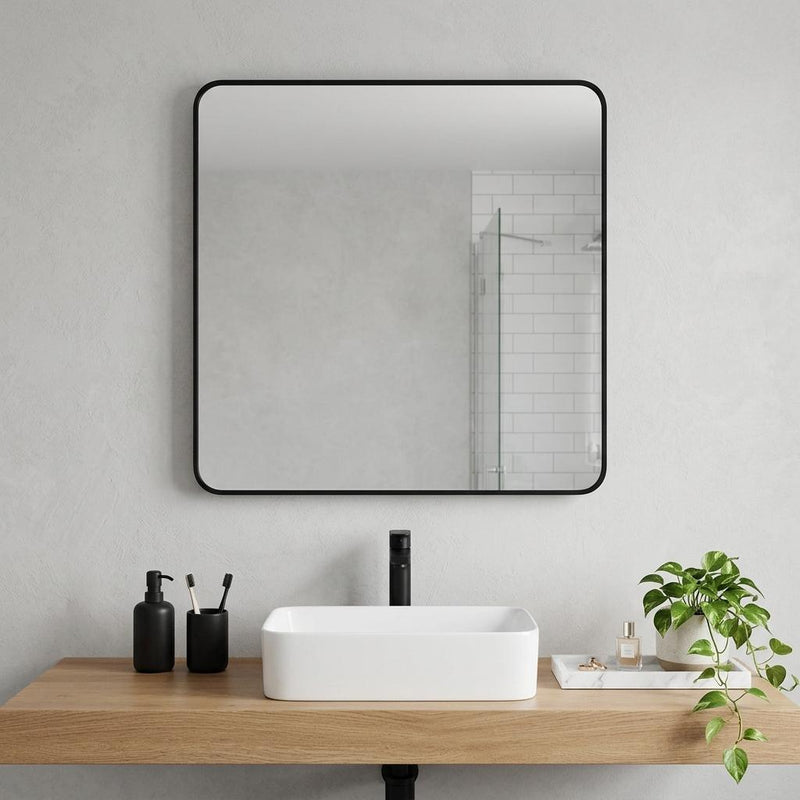 Aluminum Square Framed Bathroom Vanity Mirror (756085) - Black