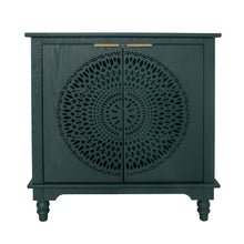 Load image into Gallery viewer, Hollow Carved 2 Door Accent Cabinet With Adjustable Shelf, Sideboard Buffet For Entryway, Living Room Or Bedroom - Blackish Green
