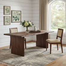 Load image into Gallery viewer, 96" Solid Wood Live Edge Sled Base Dining Table - Brown
