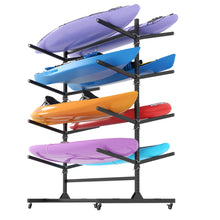 Load image into Gallery viewer, Freestanding Kayak Storage Rack With Lockable Wheels For Kayak, Canoe, Sup &amp; Surfboard
