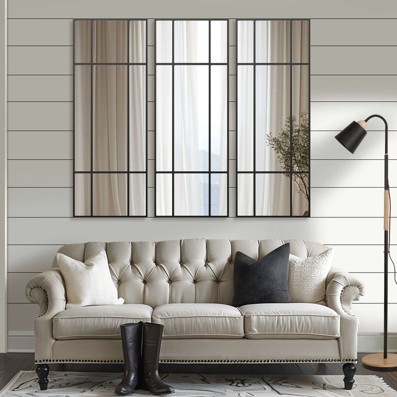 63" Metal Framed Accent Mirror - Black