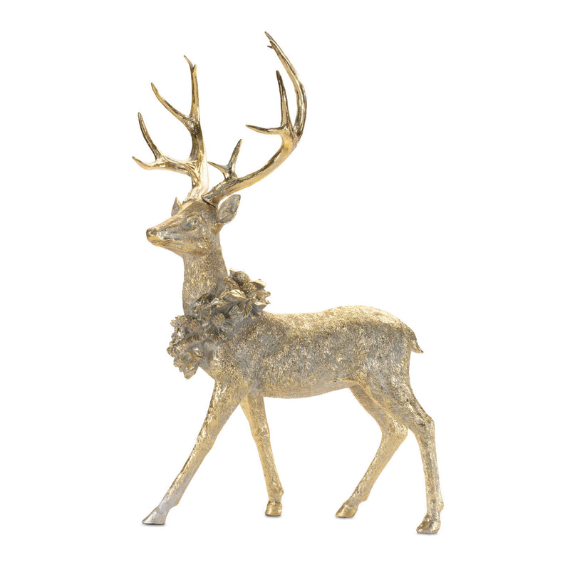 Poly Deer Christmas Figurine (Set of 2) - Gold / Gray