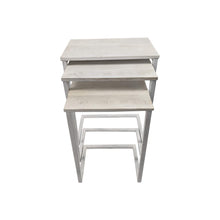 Load image into Gallery viewer, Solid Wood And Steel Frame Nested Tables (Set of 3) - Antiqued White
