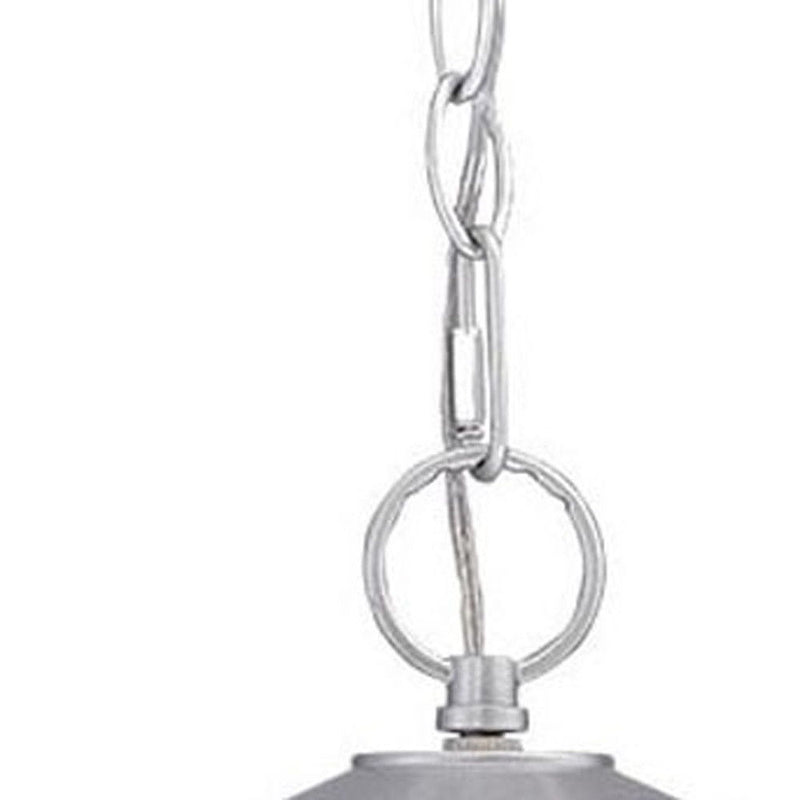 Lantern Metal Dimmable Chandelier With Frosted Shades - Silver